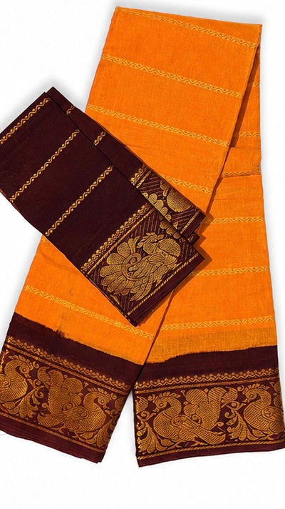 Chunkidi Cotton Saree with Contrast Temple Border
