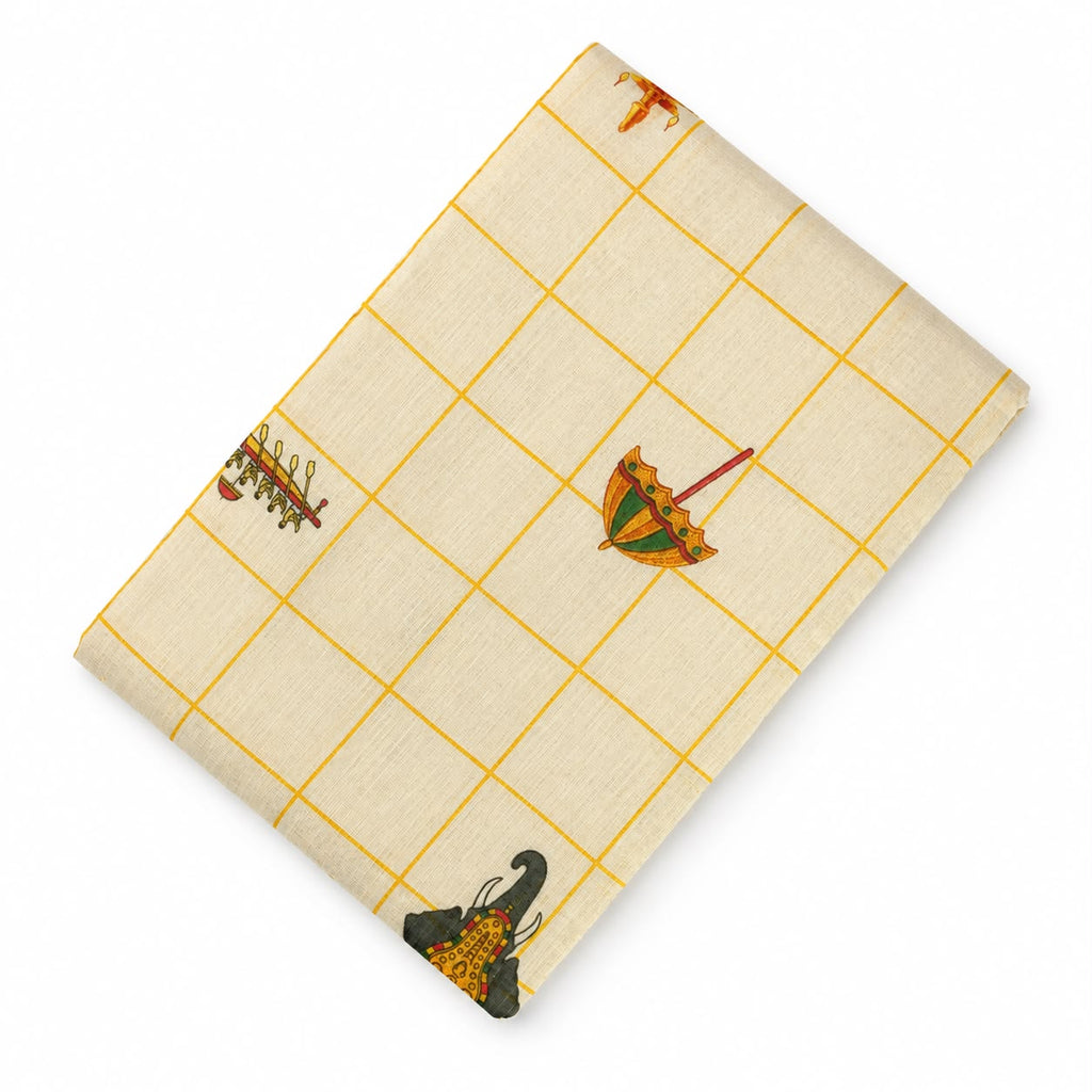 Semi Linen Saree with All-Over Traditional Motif Print & Running Blouse