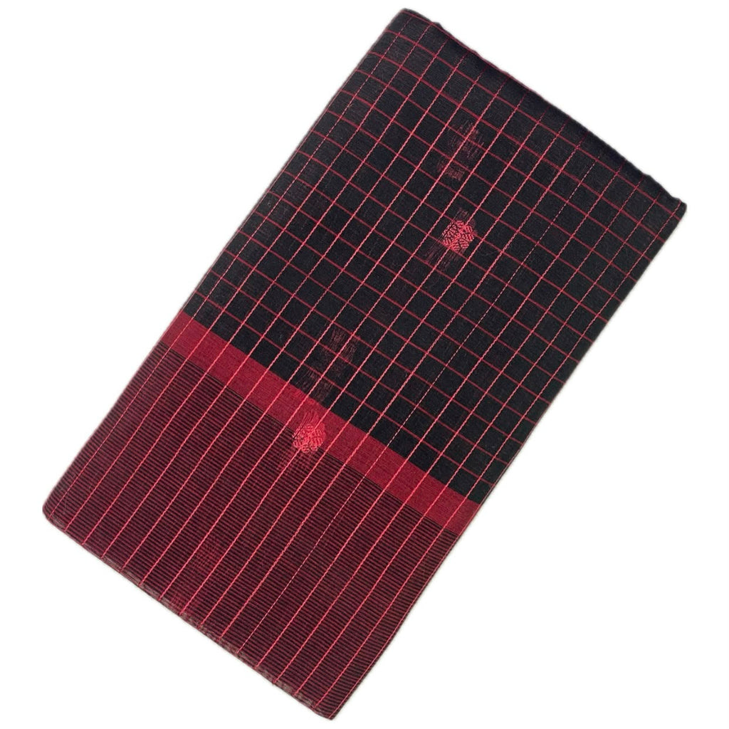Dress Code Saree with Blouse | Elegant Checks Body with Temple Border