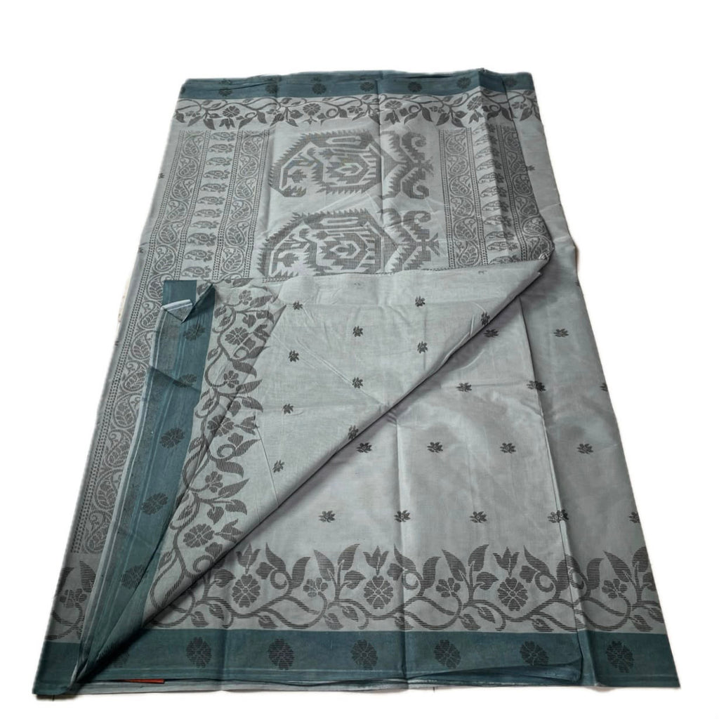 Premium Cotton Saree with All-Over Print & Dark Contrast Borders