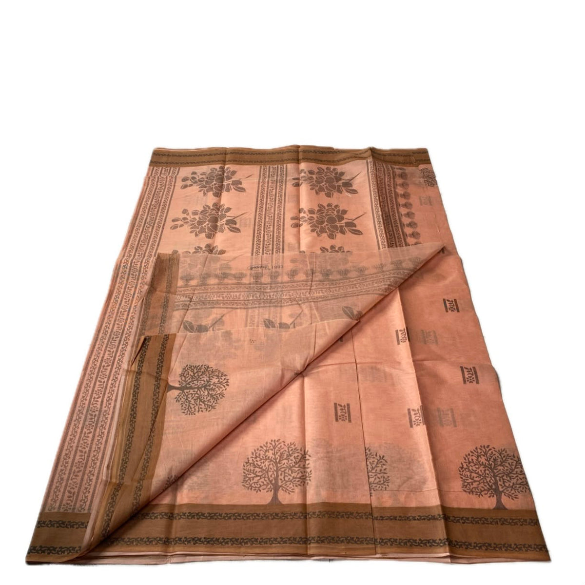 Premium Cotton Saree with All-Over Print & Dark Contrast Borders