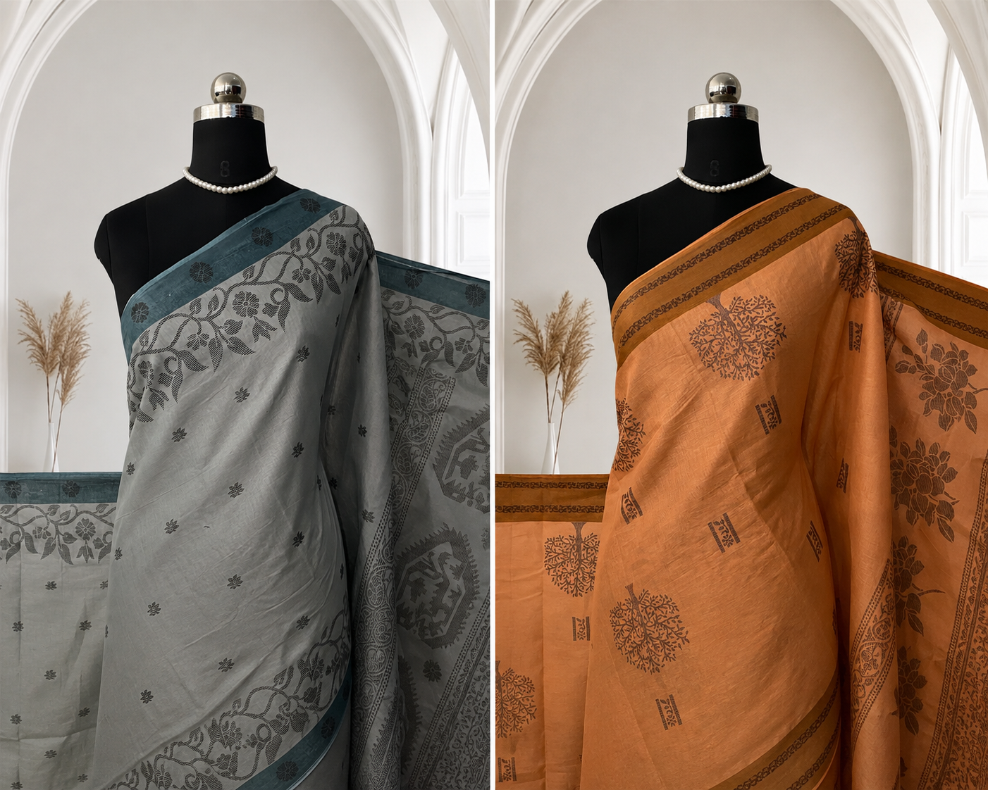 Premium Cotton Saree with All-Over Print & Dark Contrast Borders