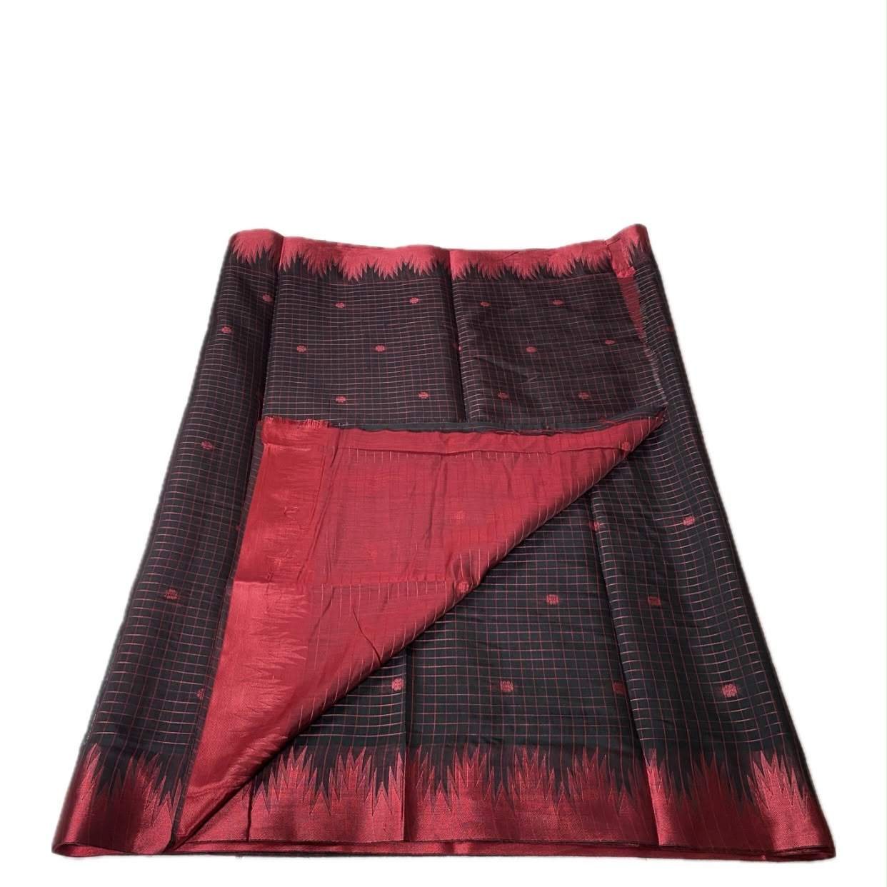 Dress Code Saree with Blouse | Elegant Checks Body with Temple Border
