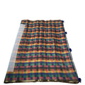 Semi-Linen Chanderi Madras Check Saree with Blouse & Tassels
