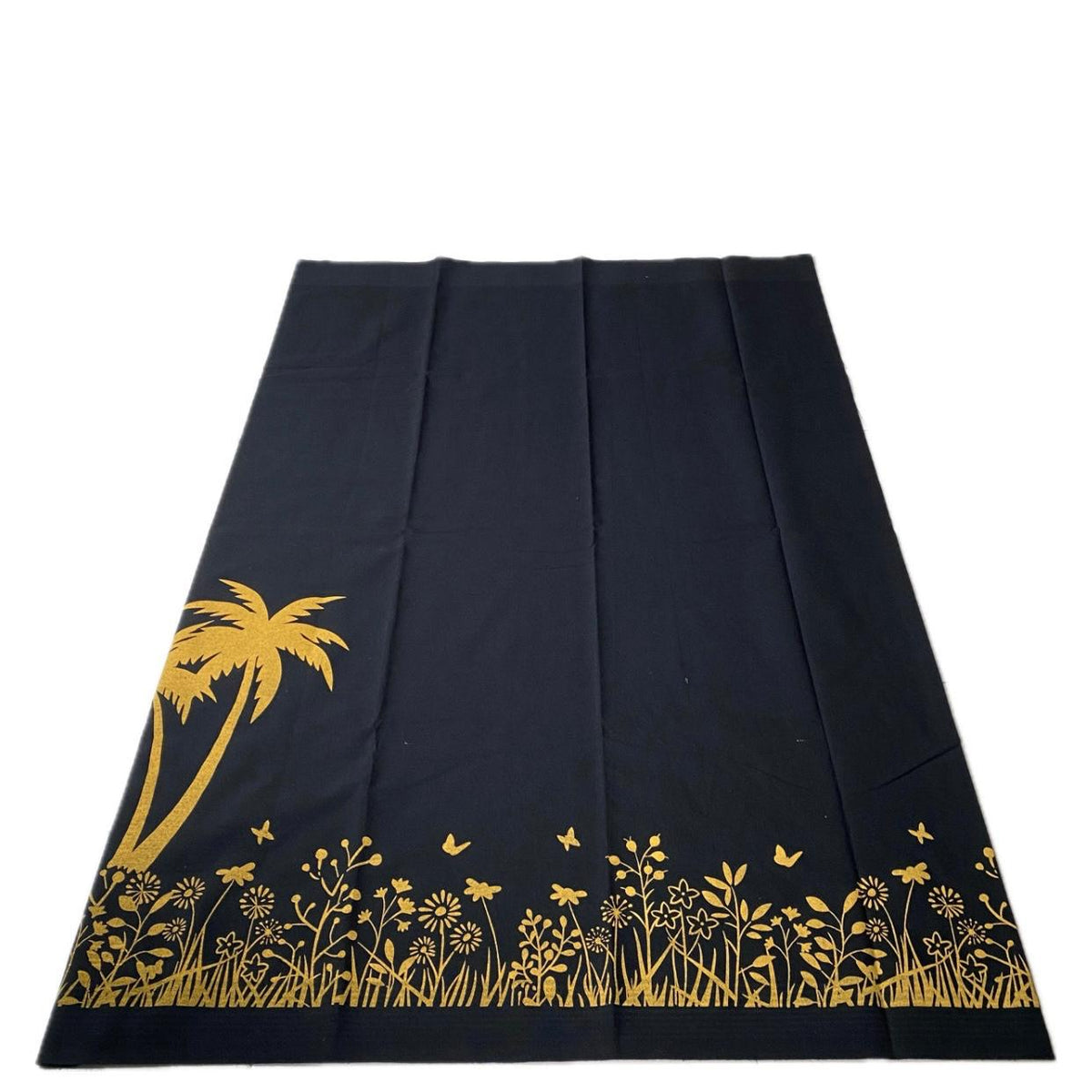 Black Mundu Dhoti with Floral Botanical Print