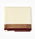 Cream Chanderi Saree with Golden Finish & Dark Maroon Border