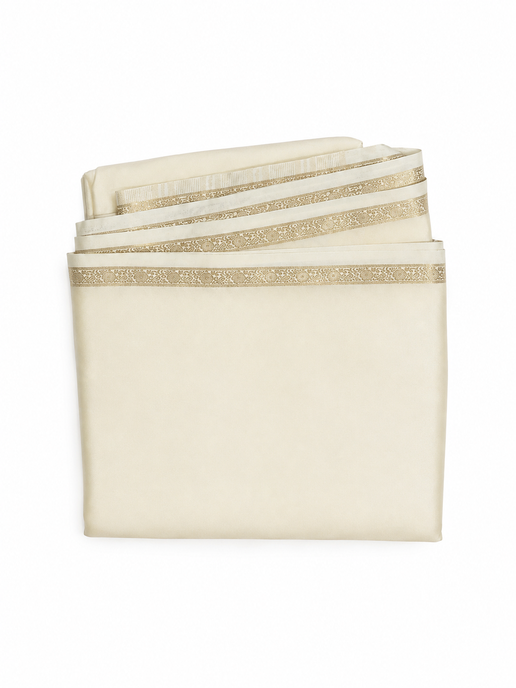 Cream Modal Silk Saree with Small Border & Pallu Lines