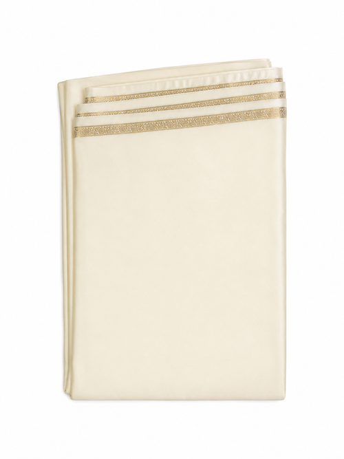 Cream Modal Silk Saree with Small Border & Pallu Lines