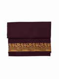 Coffee Brown Kanchi Cotton Saree with Small Gold Border