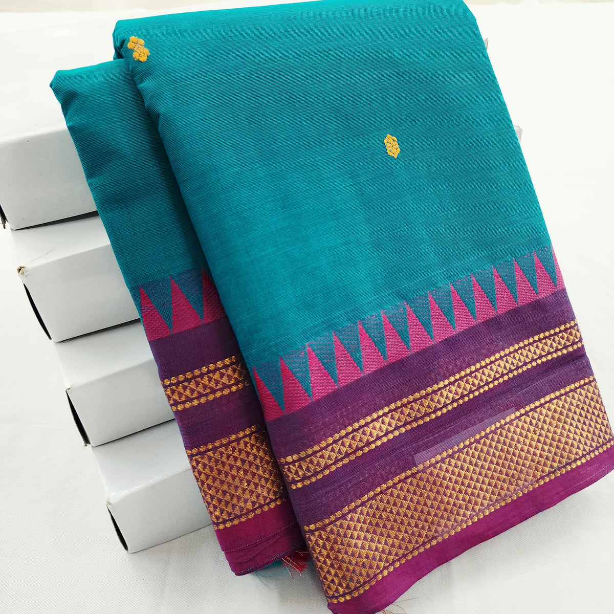 Pure Premium Chettinad Cotton Saree – Small Butta Work