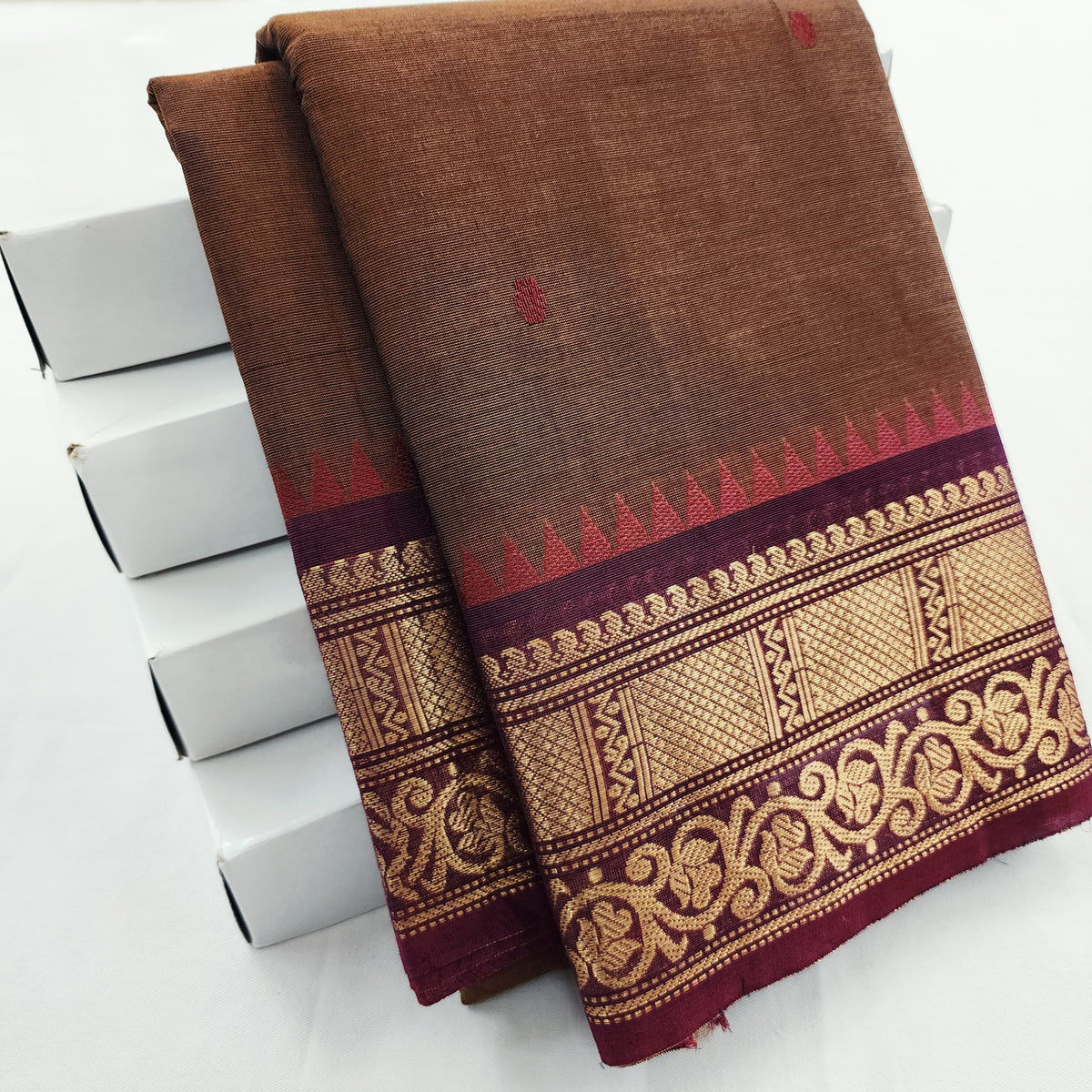 Pure Premium Chettinad Cotton Saree – Small Butta Work