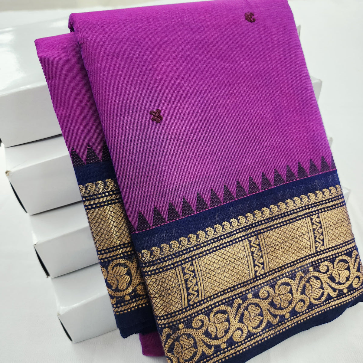 Pure Premium Chettinad Cotton Saree – Small Butta Work