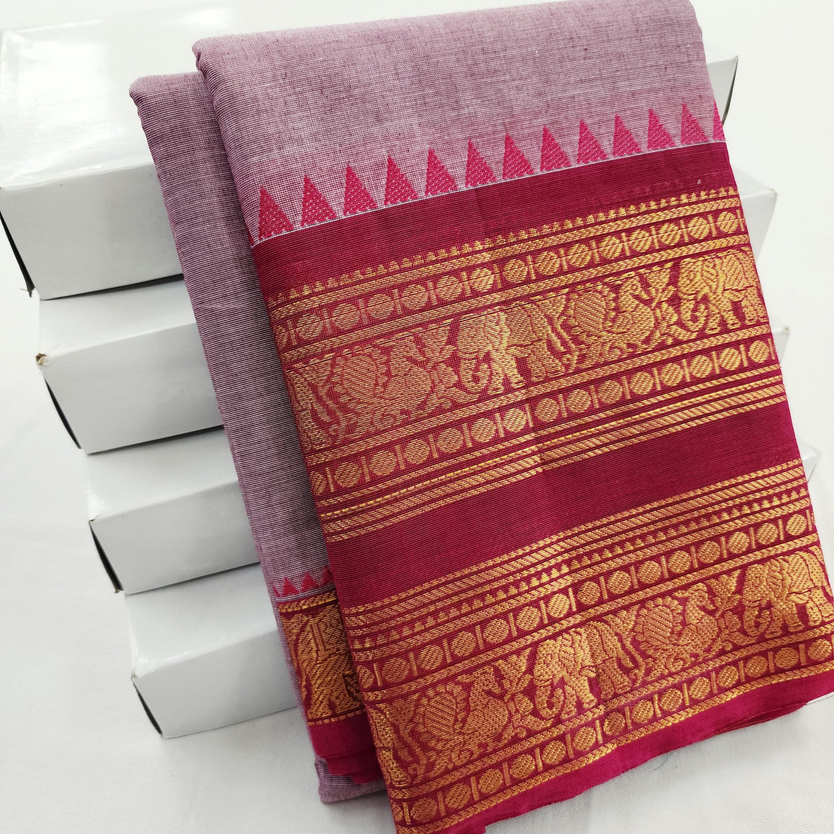 Pure Premium Chettinad Cotton Saree – Small Butta Work