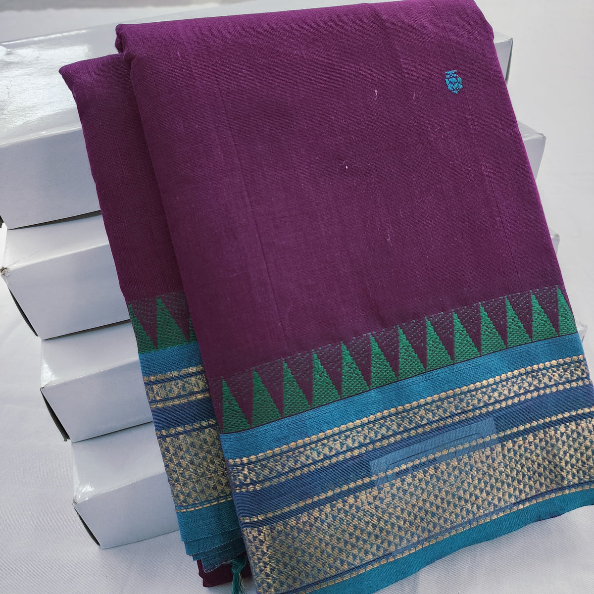 Pure Premium Chettinad Cotton Saree – Small Butta Work