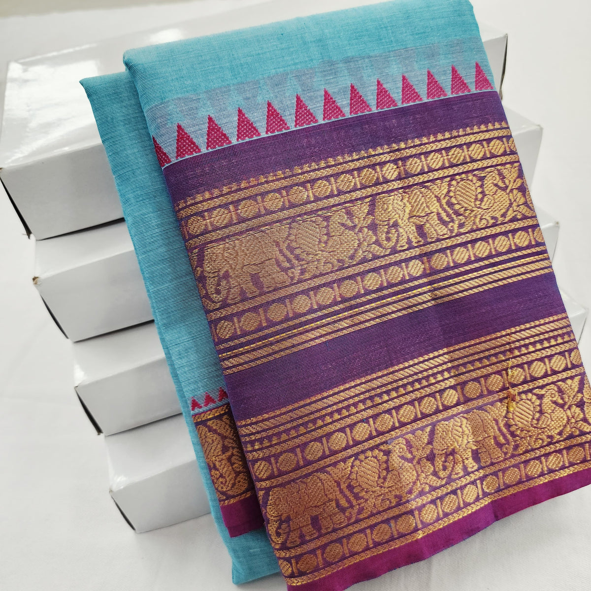 Pure Premium Chettinad Cotton Saree – Small Butta Work