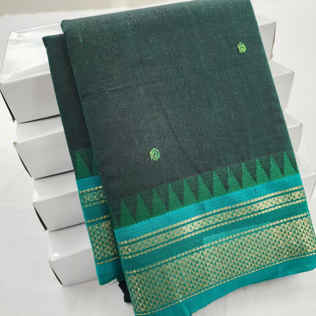 Pure Premium Chettinad Cotton Saree – Small Butta Work