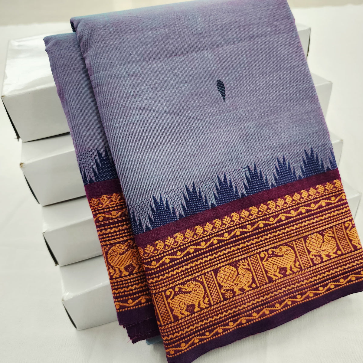 Pure Premium Chettinad Cotton Saree – Small Butta Work