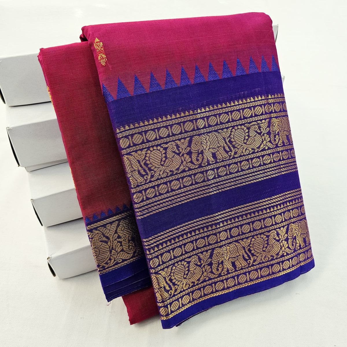 Pure Premium Chettinad Cotton Saree – Small Butta Work