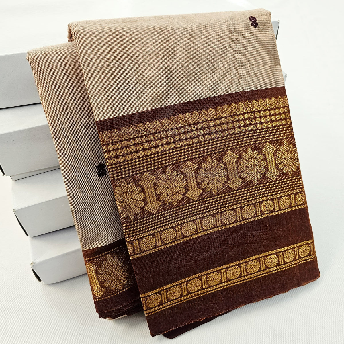 Pure Premium Chettinad Cotton Saree – Small Butta Work