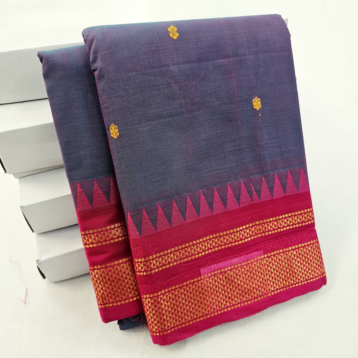 Pure Premium Chettinad Cotton Saree – Small Butta Work