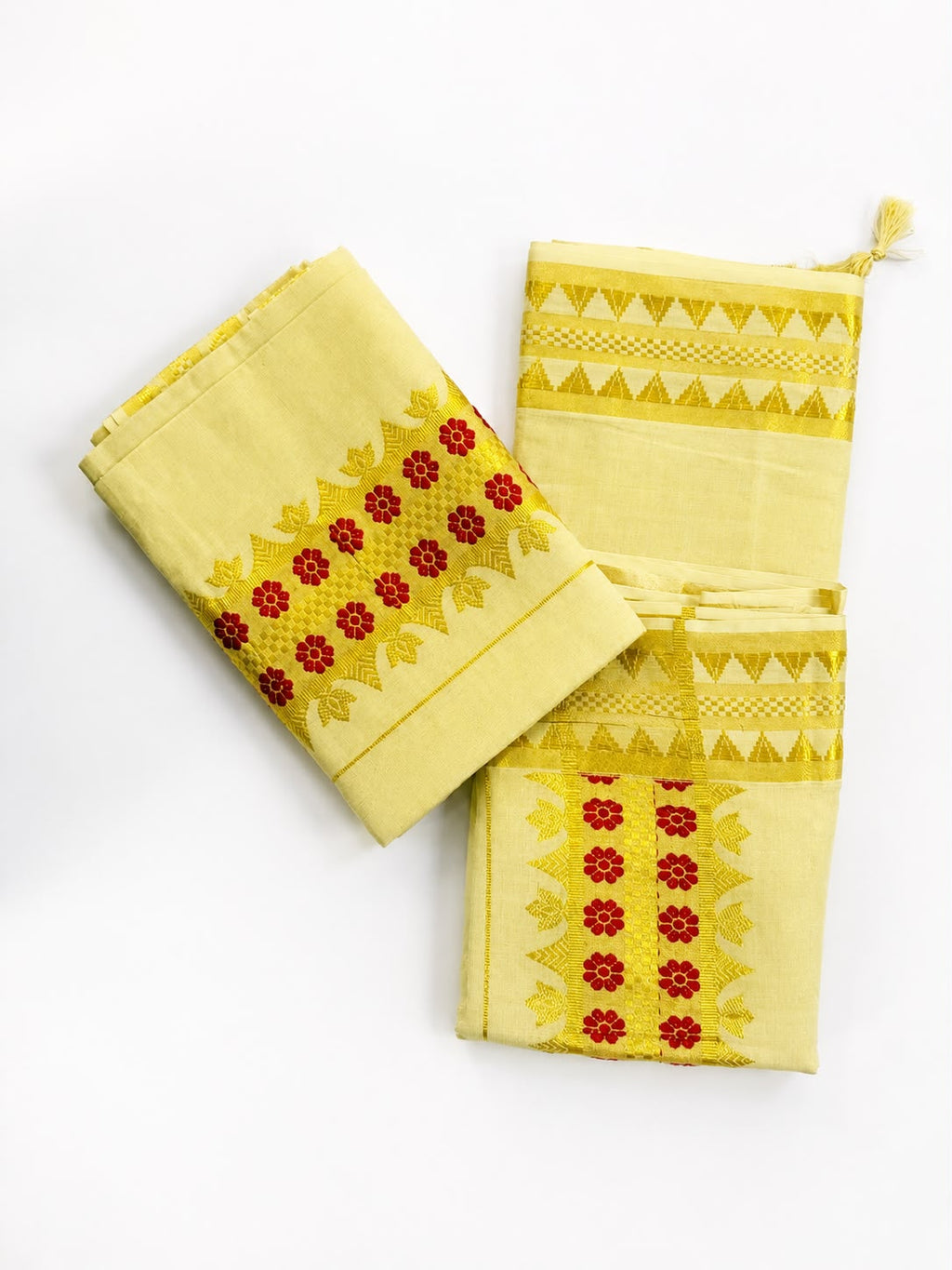 Premium Kerala Set Mundu – Temple Border | Tassels | Traditional Thread Work