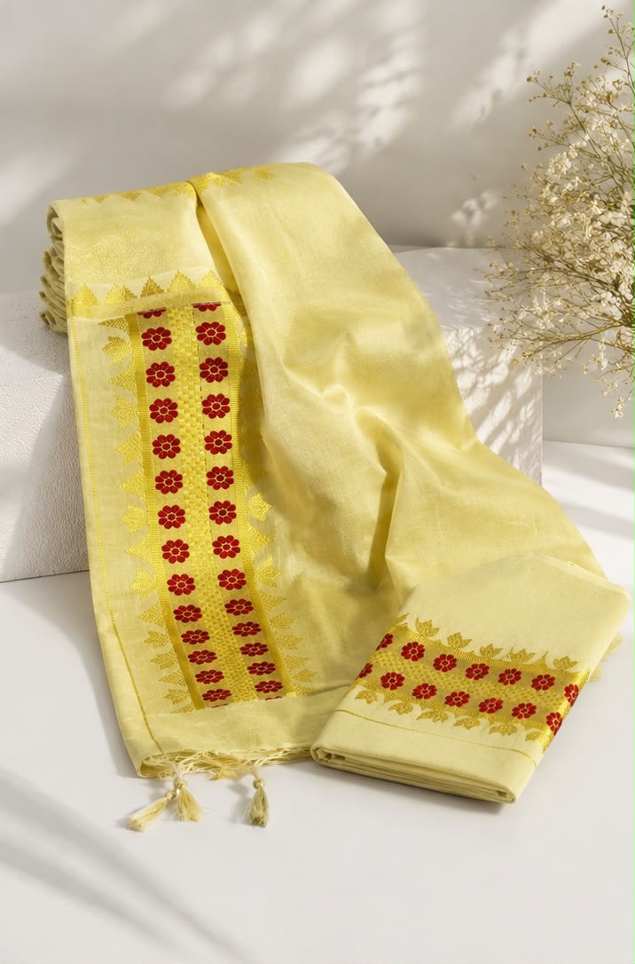 Premium Kerala Set Mundu – Temple Border | Tassels | Traditional Thread Work