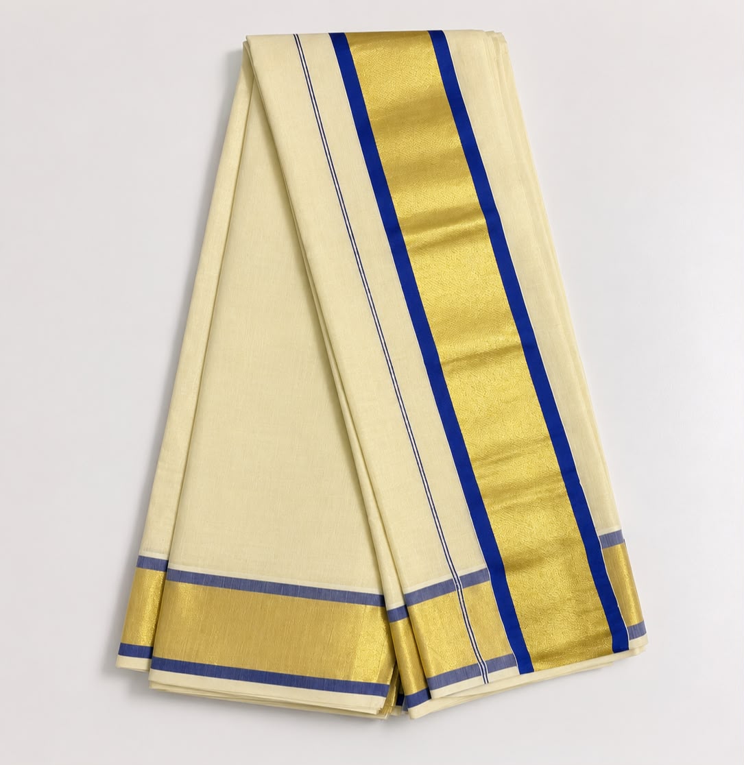 Premium Golden Tissue Set Mund with Royal Blue Border
