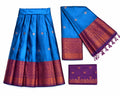 Premium Royal Blue Kerala Dhavani Set with Contrast Brocade Border