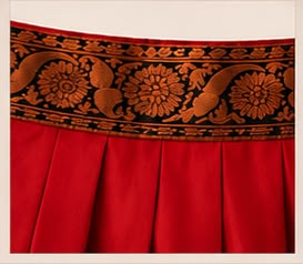 Silk Dhavani Set with Georgette Shawl | Traditional Kerala Half Saree