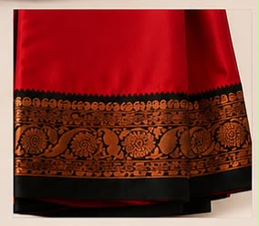 Silk Dhavani Set with Georgette Shawl | Traditional Kerala Half Saree