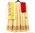 Traditional Tissue Dhavani Set | Floral Border Kerala Half Saree