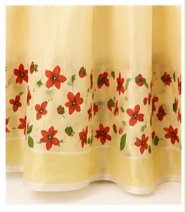 Traditional Tissue Dhavani Set | Floral Border Kerala Half Saree