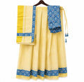 Traditional Ajrak Print Dhavani Set | Tissue Border Kerala Half Saree