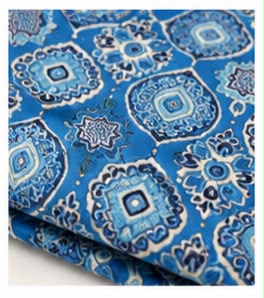 Traditional Ajrak Print Dhavani Set | Tissue Border Kerala Half Saree