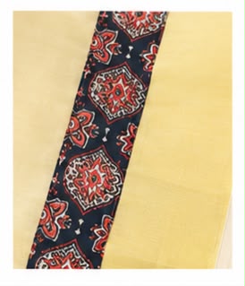 Traditional Ajrak Print Dhavani Set | Tissue Border Kerala Half Saree