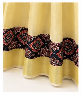 Traditional Ajrak Print Dhavani Set | Tissue Border Kerala Half Saree