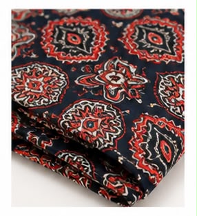 Traditional Ajrak Print Dhavani Set | Tissue Border Kerala Half Saree