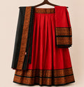 Silk Dhavani Set with Georgette Shawl | Traditional Kerala Half Saree