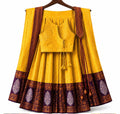 Kids Silk Dhavani Set – Golden Yellow & Maroon | Traditional Half Saree | Size 28