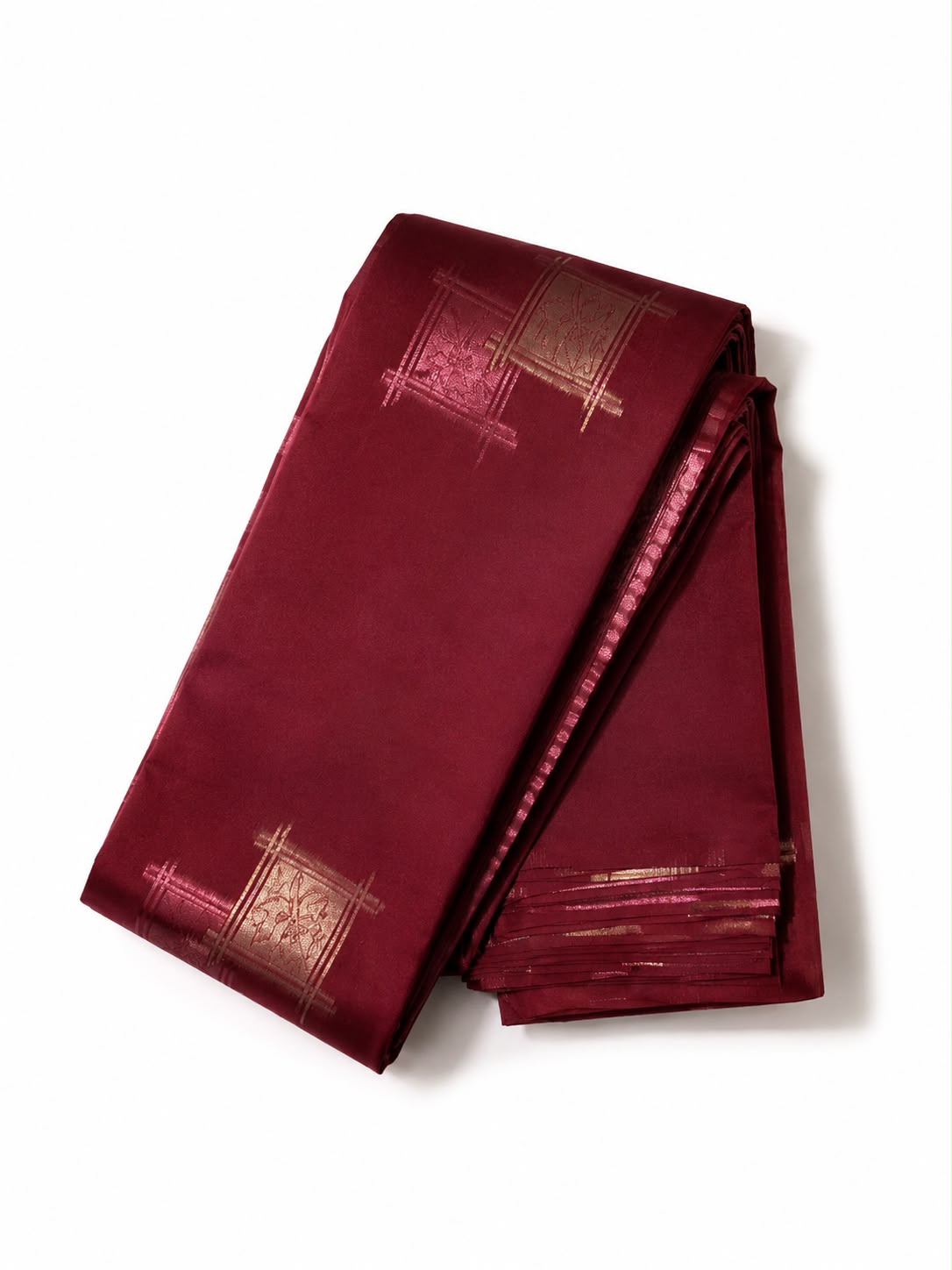 Borderless Soft Silk Saree with Elegant Zari Motifs & Running Blouse