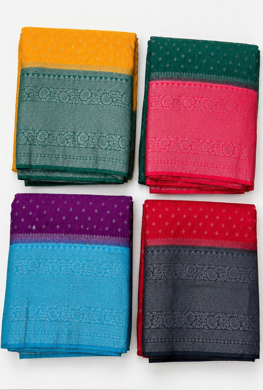 Georgette Banarasi Saree with Full Buttas, Asymmetric Borders & Rich Pallu