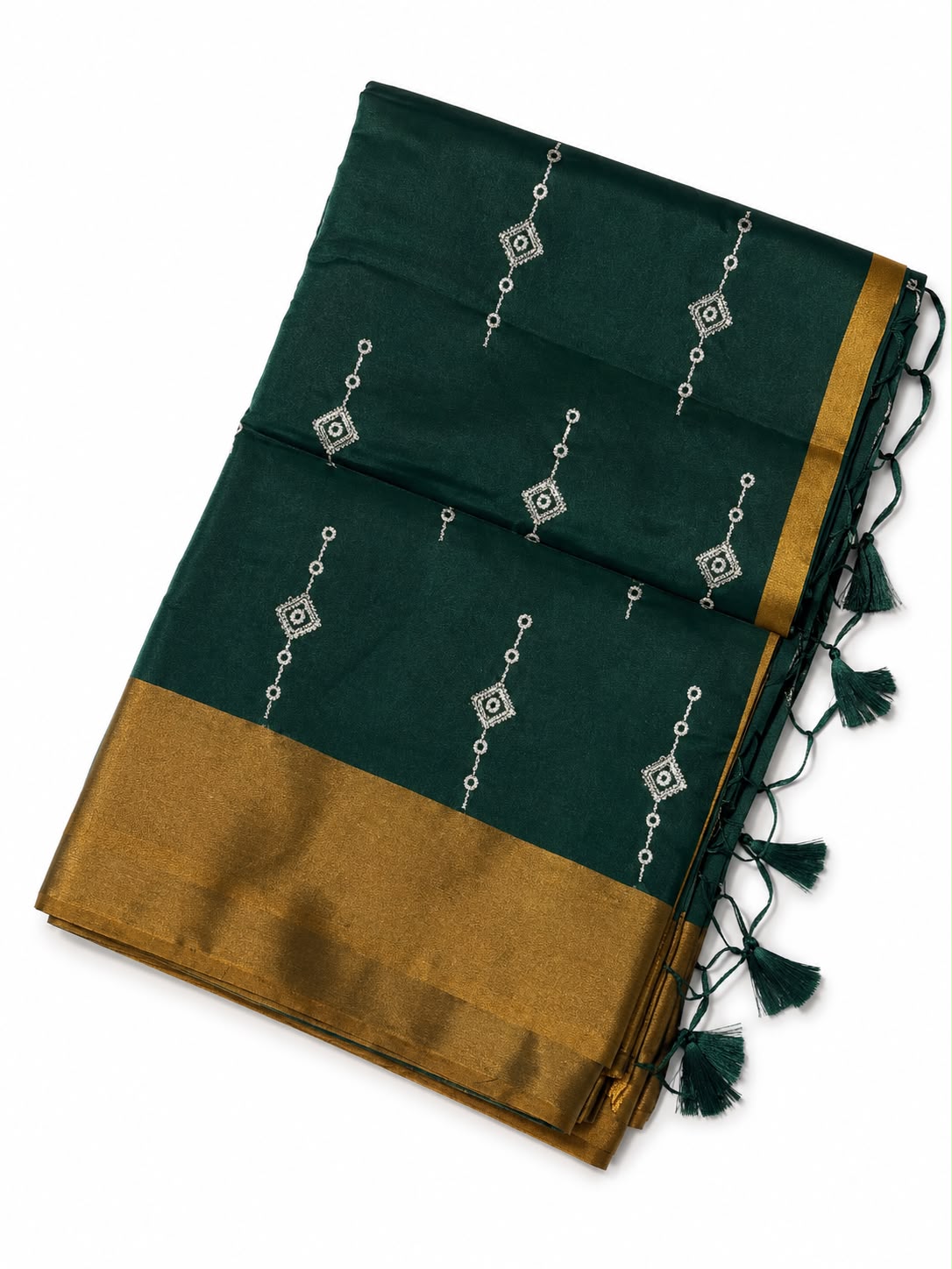 Premium Soft Silk Saree with Silver Zari Work & Tassels | Elegant Festive & Wedding Wear