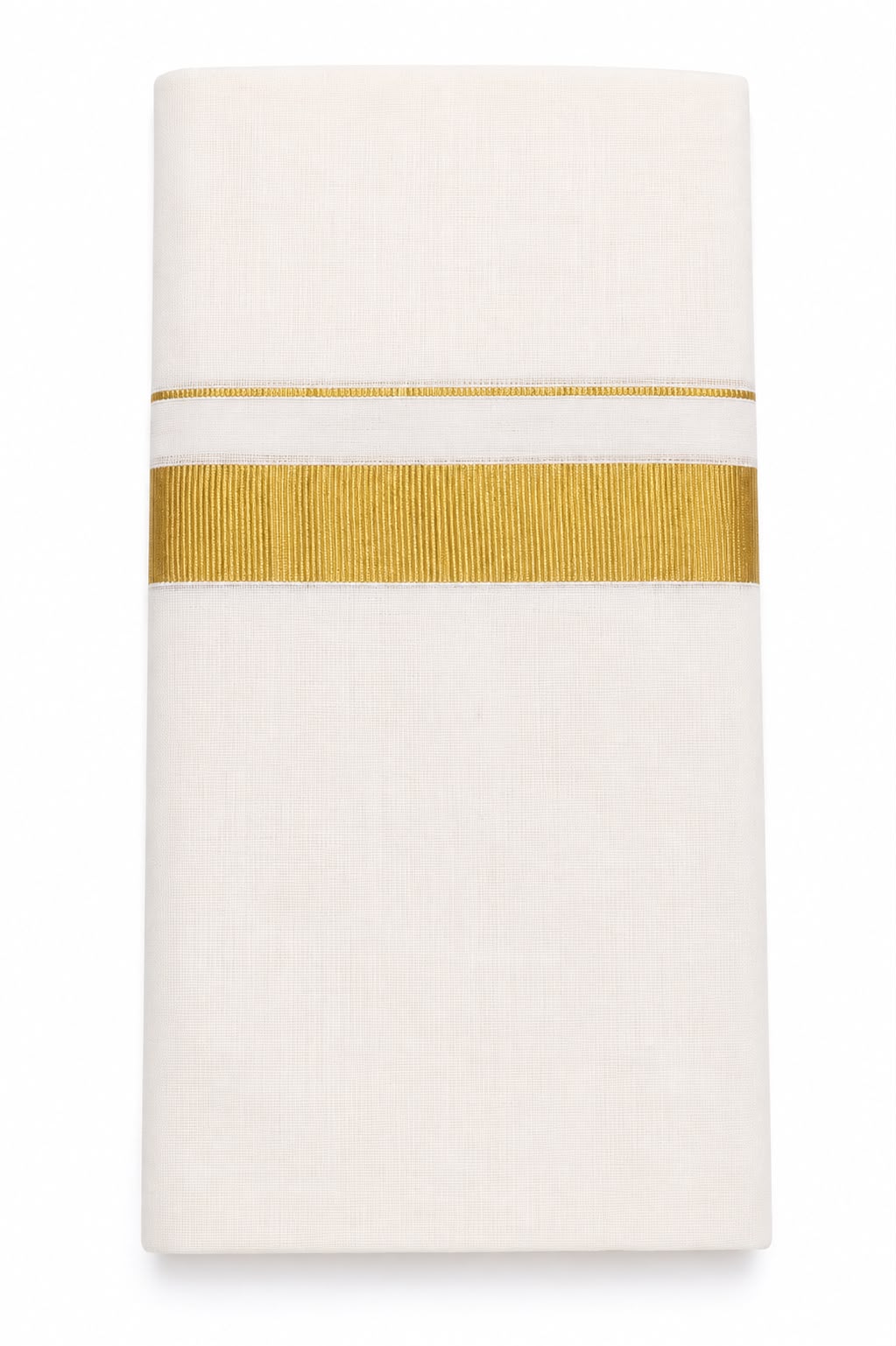 Premium Double Cotton Men’s Dhoti with Golden Kasavu Border