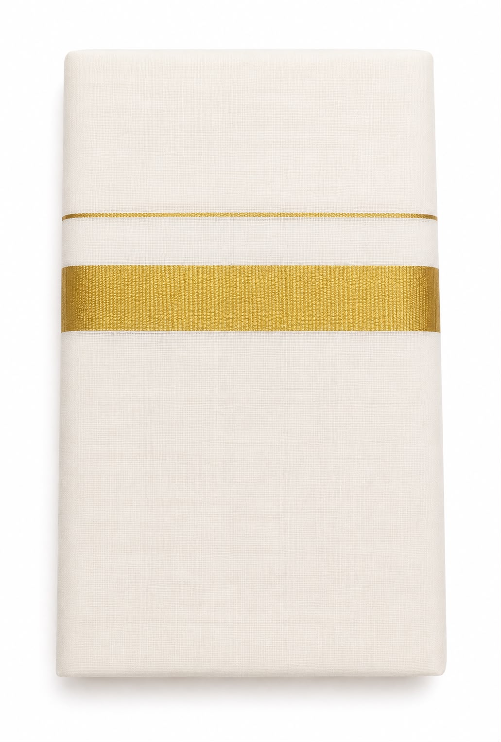 Double Cotton Men’s Dhoti with Gold Kasavu Border