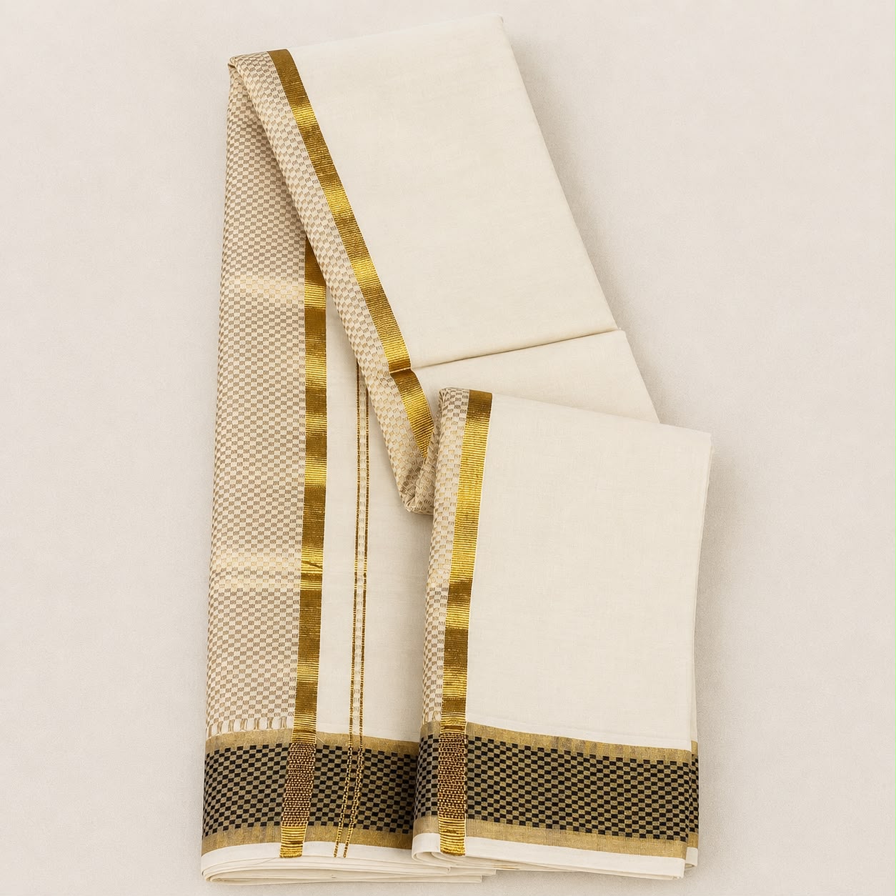 Premium Kerala Set Saree with Traditional Golden Kasavu Border | Soft Cotton Blend | Onam & Festive Wear