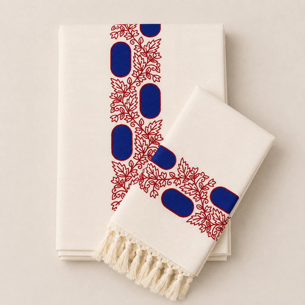 Premium Cotton Set Mundu with Screen Print Border | Traditional Kerala Kasavu Style | Tassel Finish