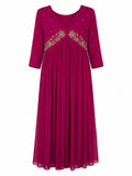 Embroidered Georgette Flared Kurti – Wine